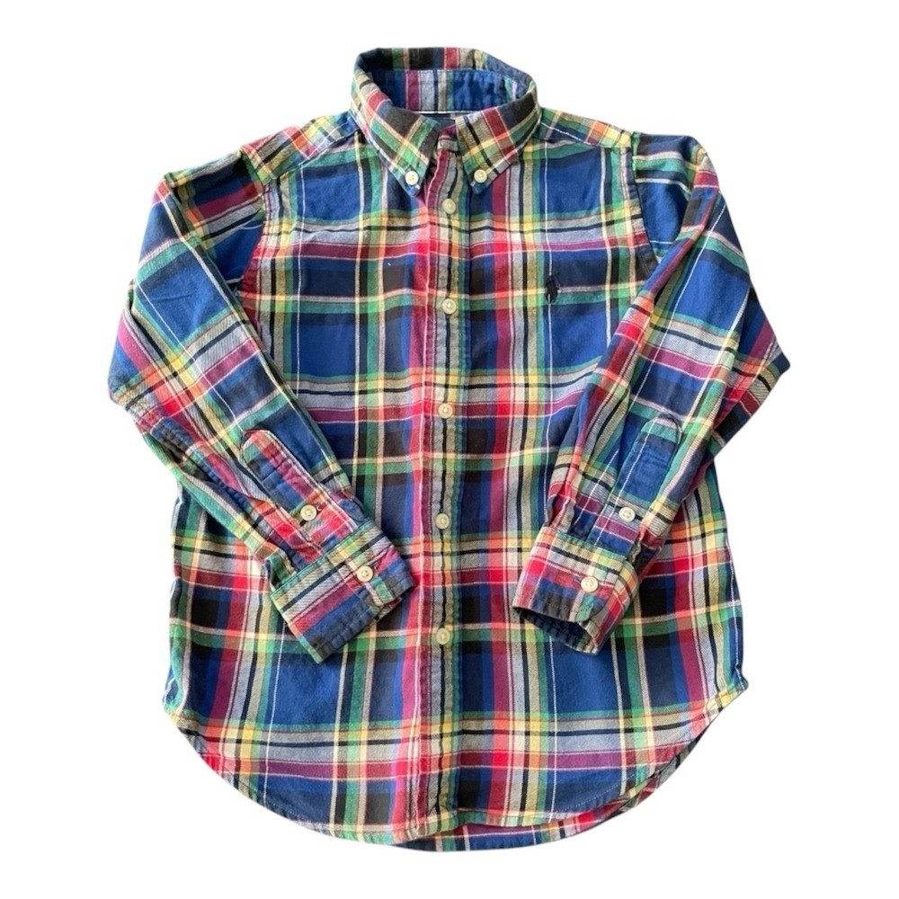 Ralph Lauren Boys 4 4T Plaid Button Down Shirt Multi Color Long Sleeve‎ Cotton